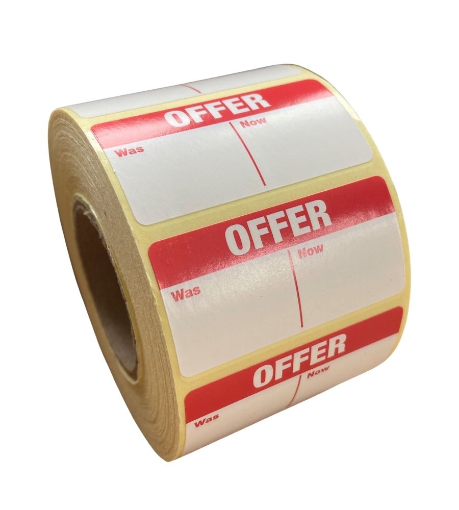 Offer Was Now Labels - 50 x 25mm - Promotional Label
