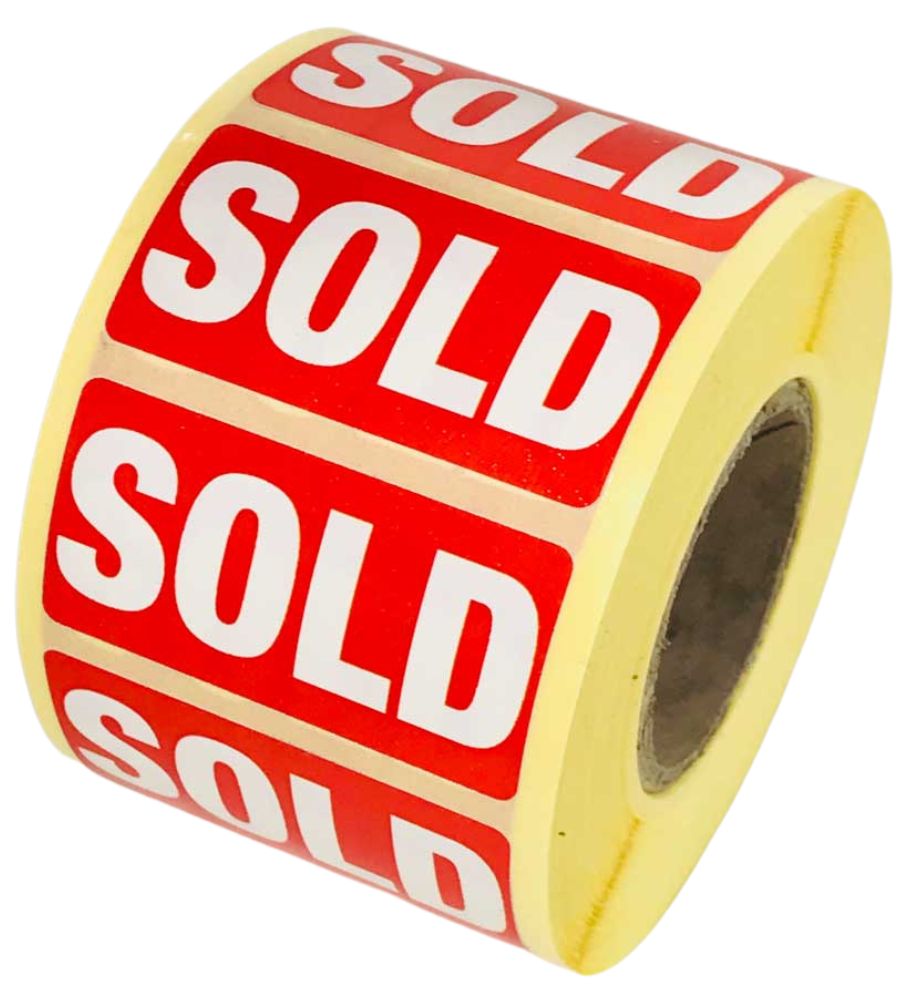 Sold Labels - 50 x 25mm - Gives a bright clear message that the product is sold