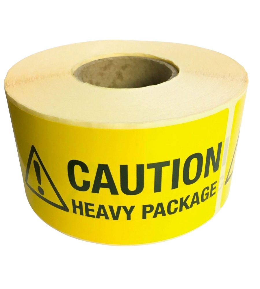 Bright Yellow - Caution Heavy Package Labels - Package Warning Labels