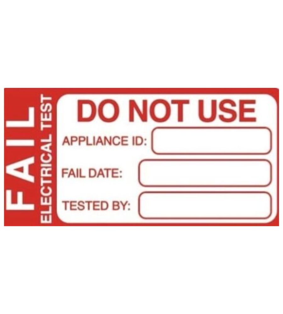 FAIL PAT Testing Labels - 50 x 25mm Tough Non-Tear Polypropylene Labels