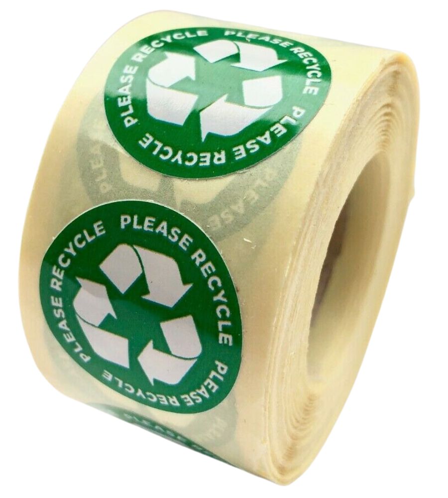 Recycle Label Large Recycle Labels - 25mm diameter - 1,000 Labels – 638 Labels