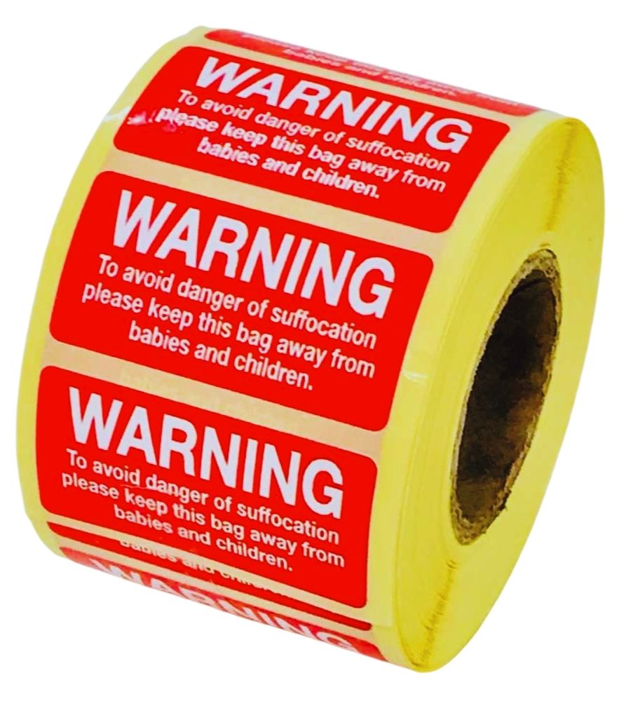 Plastic Warning Plastic Bag Suffocation Warning Labels – 638 Labels