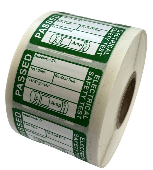 3rd Edition - Plug Top PAT Test Labels - 38 x 25mm Tough Non-Tear Polypropylene Labels