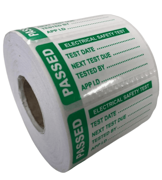 PAT Test Labels - Passed - 50 x 25mm Tough Non-Tear Polypropylene Labels