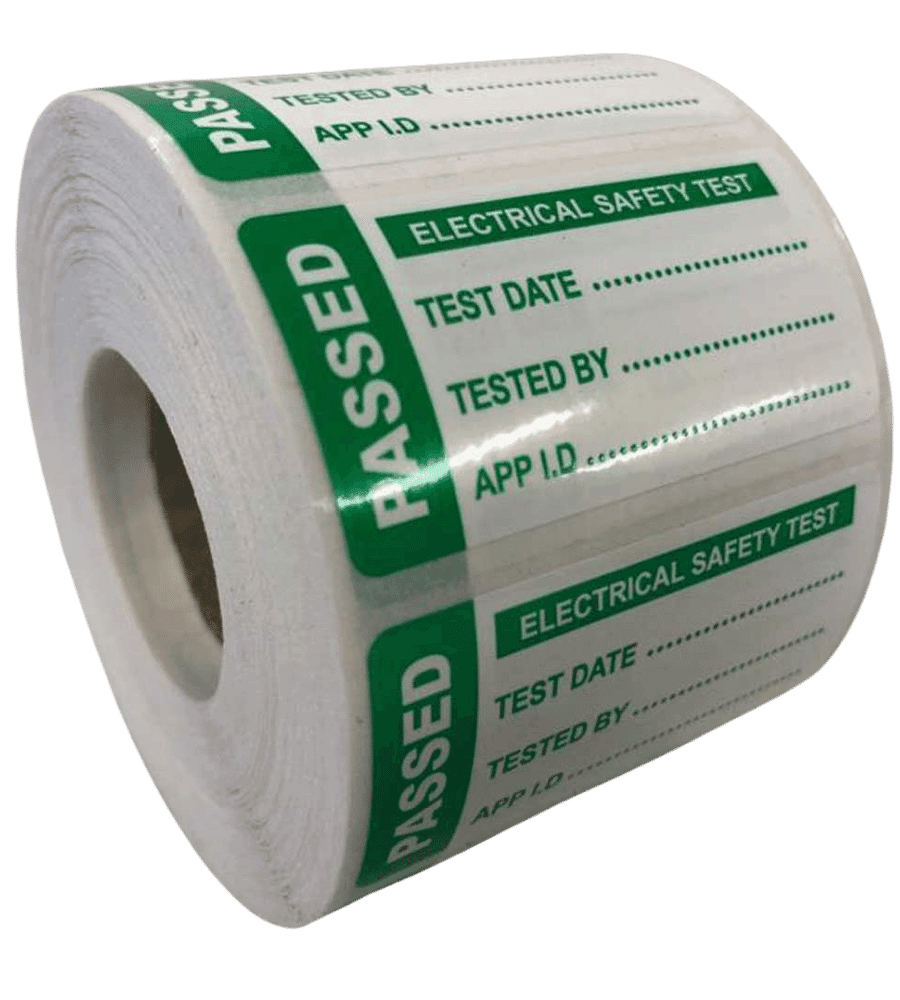 4th Edition PAT Test Labels - Passed - 50 x 25mm Tough Non-Tear Polypropylene Labels
