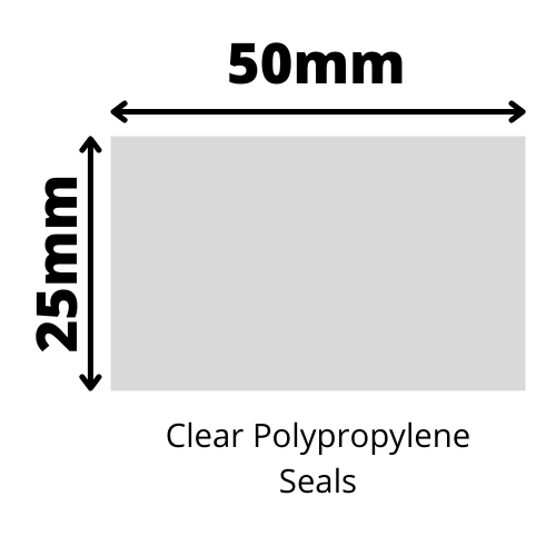 50 x 25mm Polypropylene Clear Seals / Labels - 1,000 Sealing Labels