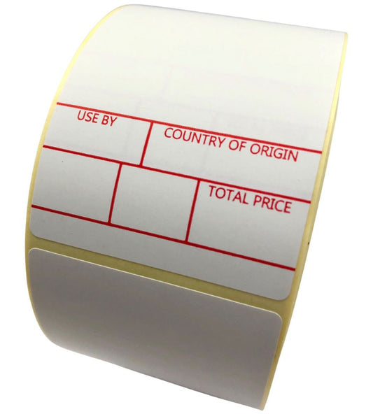 Avery Scale Labels - 49mm x 74mm - USE BY / COUNTRY OF ORIGIN and TOTAL PRICE. - Format 1