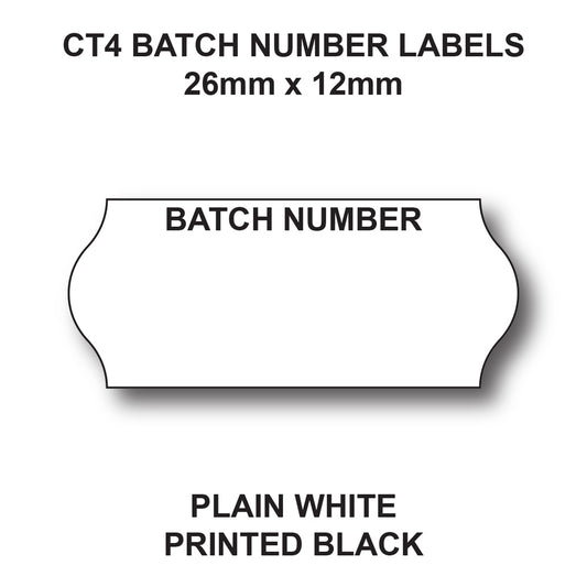 CT4 26 x 12mm Batch Number Labels (45,000 Labels)