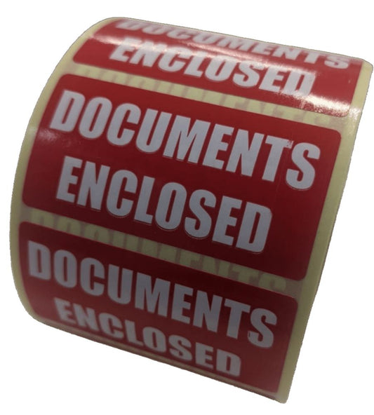 Documents Enclosed Labels - 50 x 25mm - From our range of mailing labels