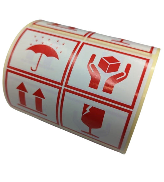 100 x 76mm Fragile / This Way Up / Keep Dry / Handle With Care labels supplied on rolls
