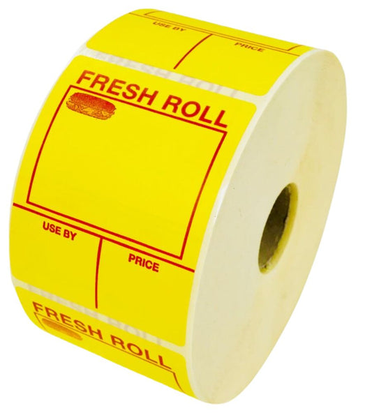 Eye catching Fresh Roll sandwich labels with a permanent adhesive and are supplied on rolls - 54 x 67mm