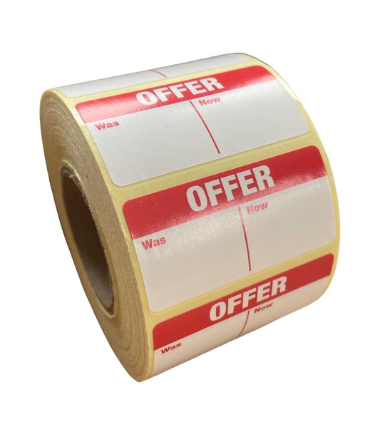 Offer Was Now Labels  - 50 x 25mm - Promotional Label