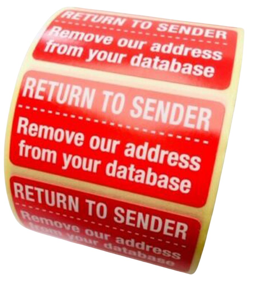 Return To Sender Labels - 50 x 25mm