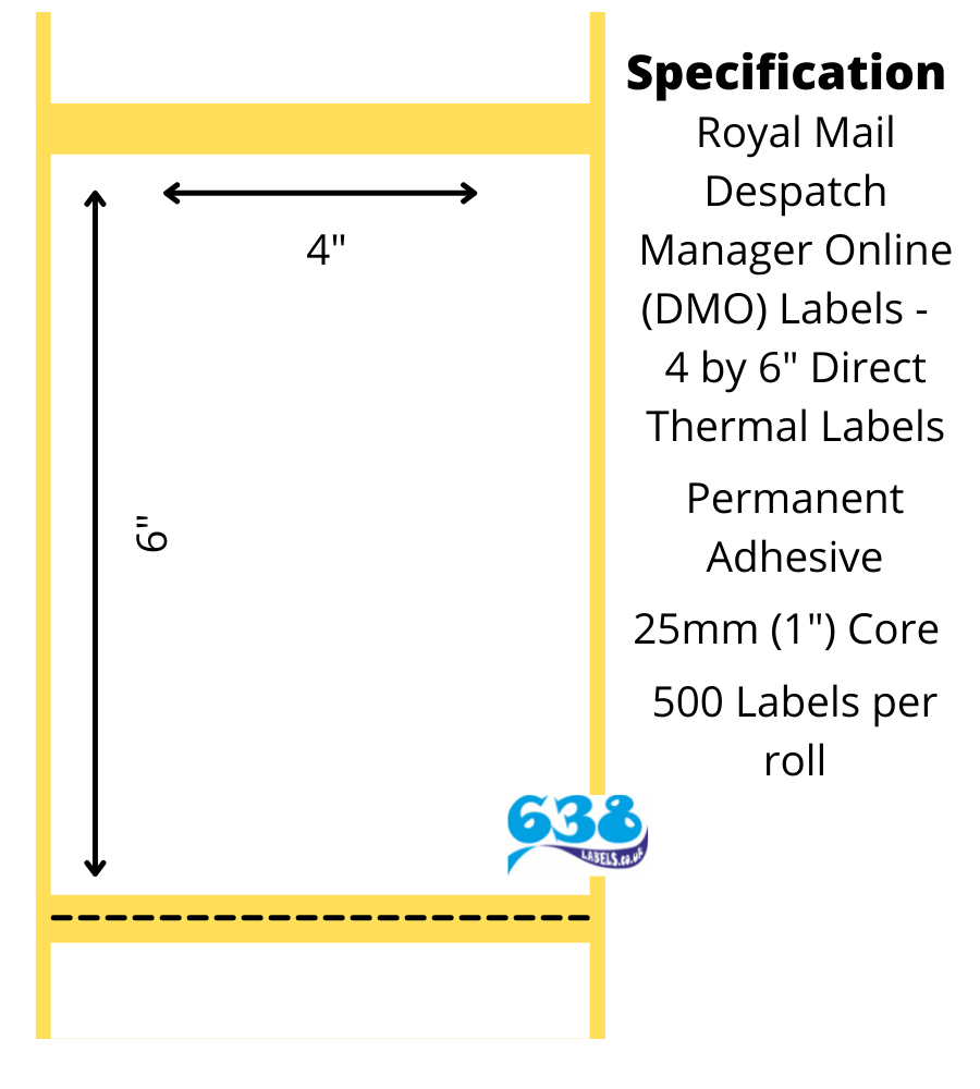 Royal Mail Despatch Manager Online (DMO) labels - 4 by 6" Direct Thermal Labels