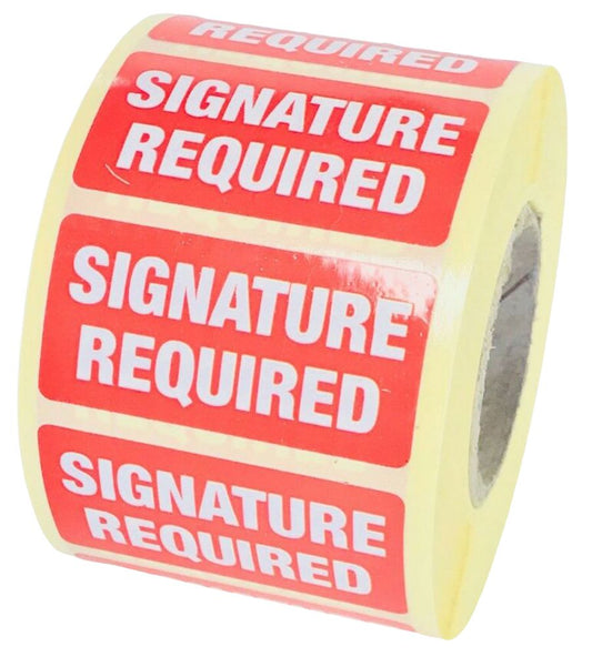 Signature Required Labels - 50 x 25mm - Mailing Labels