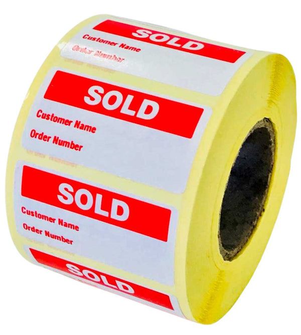 Sold Labels – with Customer Name & Order Number - 50 x 25mm – 638 Labels