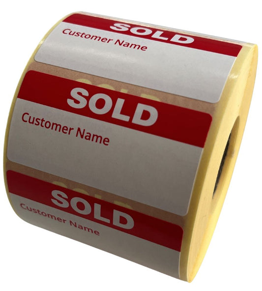 50 x 25mm Sold Labels with customer name