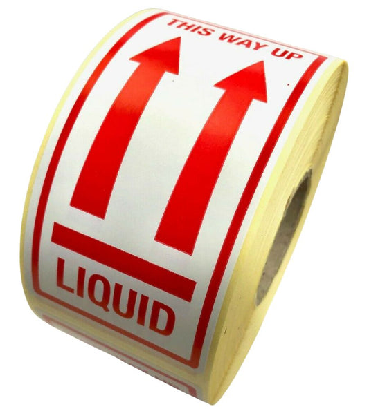 This Way Up - Liquid Labels - 50 x 100mm -Packaging & shipping labels for use when shipping parcels to advise on the correct handling 