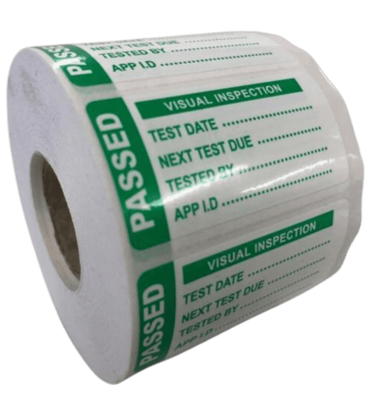 Visual Inspection PAT Test Labels - Passed - 50 x 25mm Tough Non-Tear Polypropylene Labels